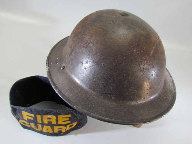 WW2 Military Helmet (Dated to the inside) and a Fire Guard Arm band - Image 2 of 4