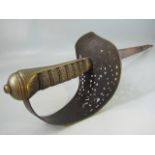 Antique officers sword with carved metal hilt and sharkskin handle. Leather scabbard A/F