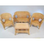 Wicker conservatory suite comprising table, sofa and two chairs