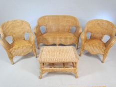 Wicker conservatory suite comprising table, sofa and two chairs