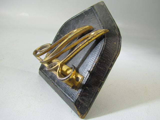 Early Victorian Shield shaped plaque bound with leather. The W making a paperclip. - Image 3 of 3