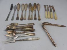 Small collection of silverplated cutlery along with some banded silver.