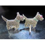 Silver pair of Marcasite set cuff links in the form of Yorkie's