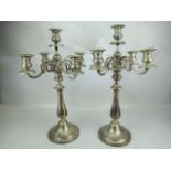 Ornate pair of silver plated candelabra