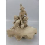 Royal Dux Art Nouveau lady with water vase sat upon a large conch shell with faint Gilt edging in