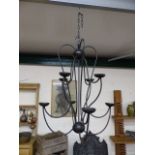 Architectural hanging wrought iron candelabra