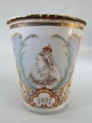 Victorian enamelled Commemorative beaker 1837 - 1897.