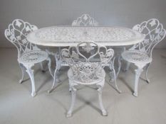 Aluminium white garden table and 6 chairs