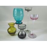 Ronald Stennett wilson pair of Glass Candlesticks and three other pieces
