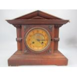 Architectural mahogany mantle clock with gilded face