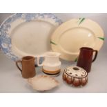 Mid Century pottery to include Jersey pottery flower ring and platters etc