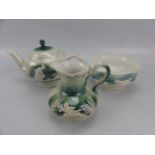 Unusual Wedgwood style lustre teapot, jug and sugar bowl