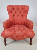 Antique pink button back upholstered chair