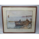 Charles Napier Hemy - print framed and glazed. titled 'Crabber's Bait'.