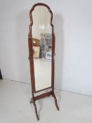 Edwardian Cheval mirror with turned finials