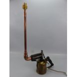 Steampunk lamp - a vintage gas bottle converted with copper tubing
