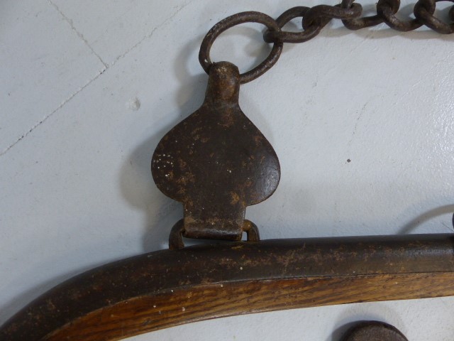 Victorian pair of wooden and chain metal horse hames. - Image 3 of 5