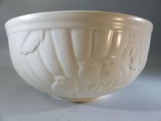 Spode Velamour bowl decorated in low relief with Bird - By Eric Olsen