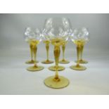 Amber set of eight coloured hock glasses