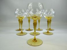 Amber set of eight coloured hock glasses