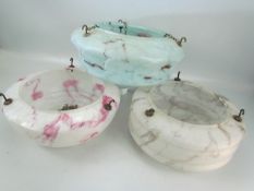 Three mid century hanging glass opaline shades