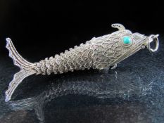 Articulated silver fish with turquoise eye. Approx weight - 10.3g