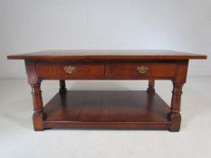 Oak planked coffee table with shelf under