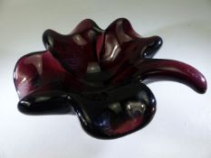 Whitefriars glass ashtray in the form of a clover