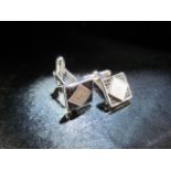 Silver pair of CZ panelled cufflinks