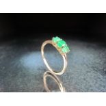 9ct Gold Emerald three stone ring