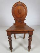 Oak shield back hall chair