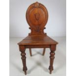 Oak shield back hall chair