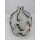 Modern glass bulbous vase in grey, white and black