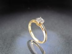 18ct hallmarked yellow gold Diamond ring. Brilliant cut Diamond, weight 0.5ct, Colour I, Clarity