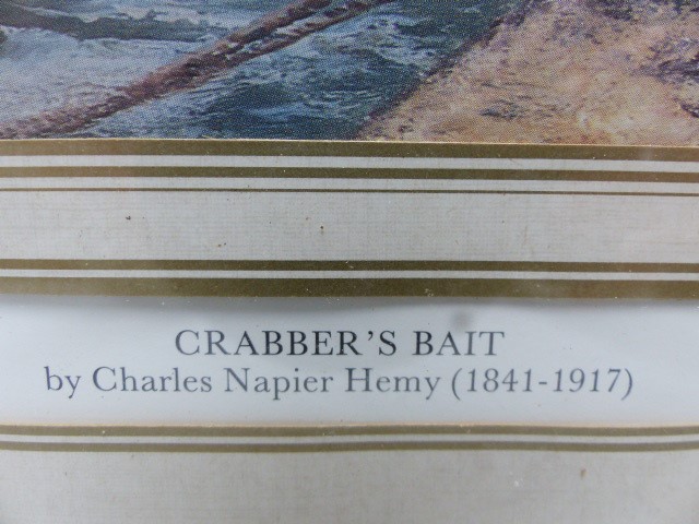 Charles Napier Hemy - print framed and glazed. titled 'Crabber's Bait'. - Image 4 of 4