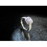 18ct white Gold Diamond cluster ring of approx 1pt