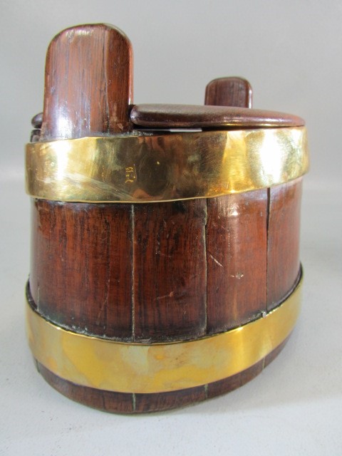 Early Maritime Interest - Early 19th Century Ration box. Made from planked oak and brass bands. With - Image 3 of 6