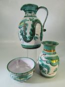 Tintagel pottery - three pieces decorated in dragon patterns