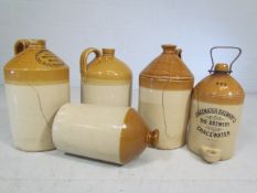 Selection of stoneware cider flagons