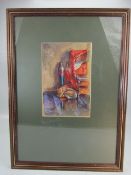 David Crane - Signed Print depicting a puppy sleeping next to a chair