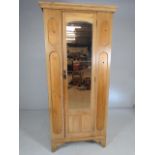 Pine single mirorred wardrobe