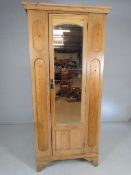 Pine single mirorred wardrobe