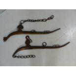 Victorian pair of wooden and chain metal horse hames.