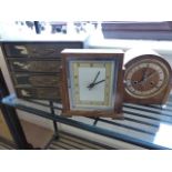 Vintage style desk tray and two vintage mantle clocks