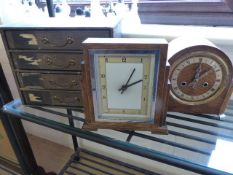 Vintage style desk tray and two vintage mantle clocks