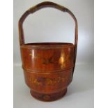 Chinese rice bucket with teo compartments and decorated with Gilt Birds and flora,
