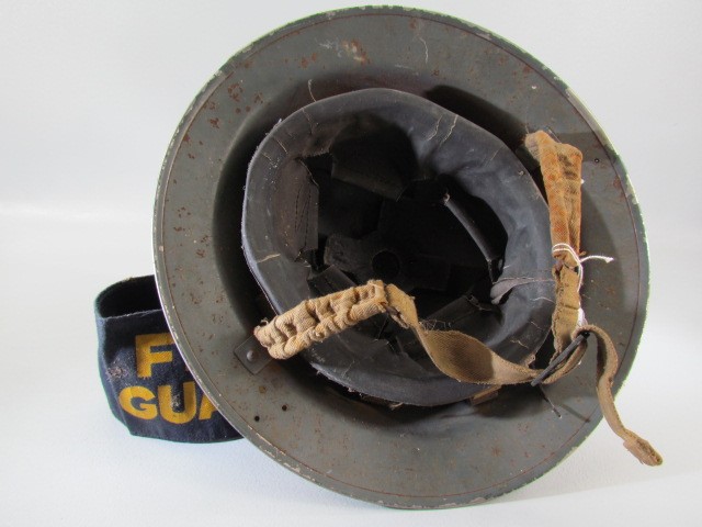 WW2 Military Helmet (Dated to the inside) and a Fire Guard Arm band - Image 3 of 4