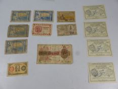 Selection of early 20th century French and Japanese bank notes