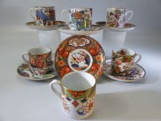 Spode Imari collection set - five cups and saucers