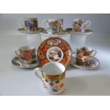 Spode Imari collection set - five cups and saucers